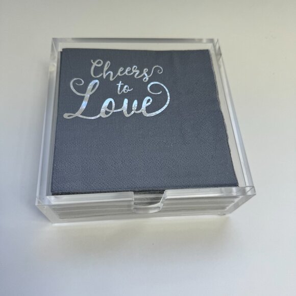 Acrylic Napkin Holder for Cocktail/Beverage Napkins, holds 40+ napkins - Picture 12 of 13